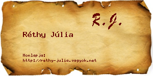 Réthy Júlia névjegykártya